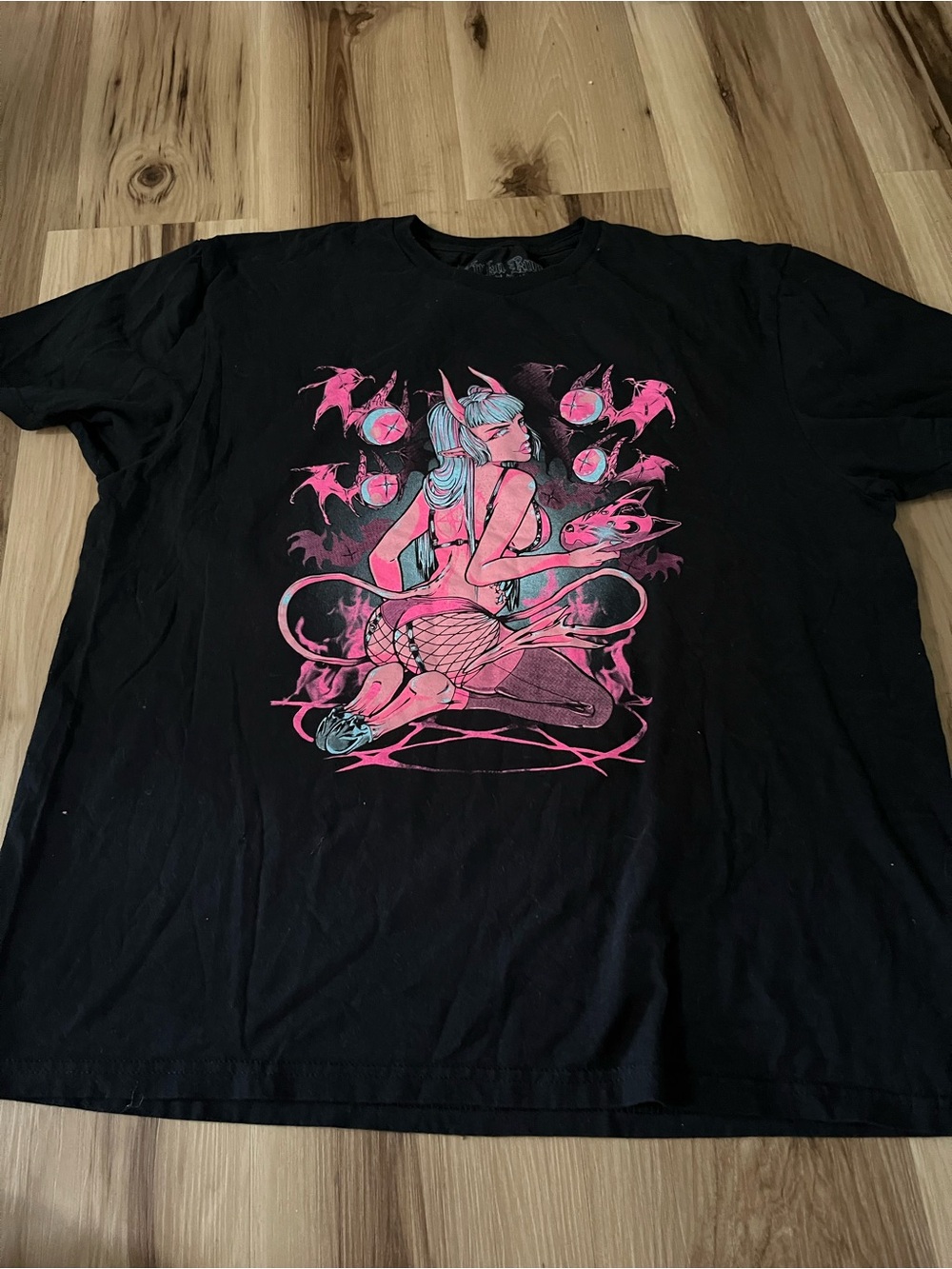 Pinku Kult T-Shirt Demon Girl Hex Mortis Black Pink Xl